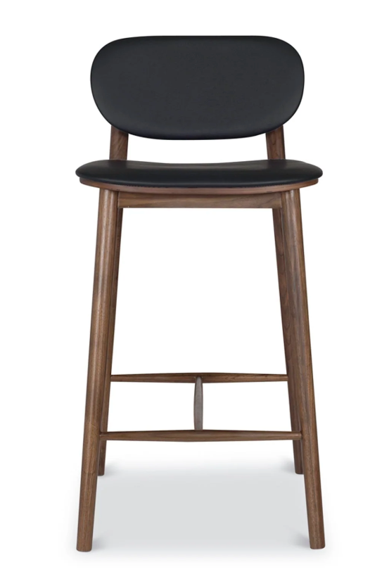 Walnut counterheight Poly & Bark stool w/ black leather seat 🍷