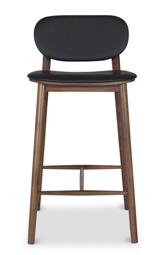 Walnut counterheight Poly & Bark stool w/ black leather seat 🍷