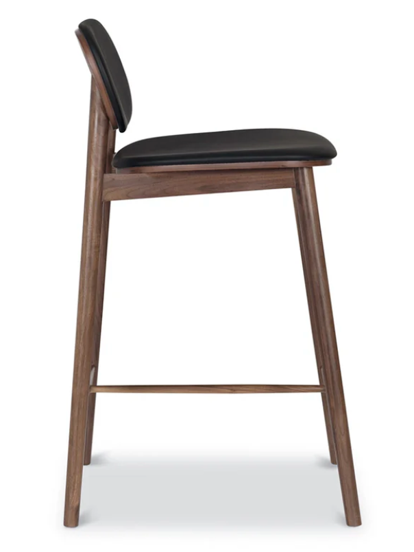 Walnut counterheight Poly & Bark stool w/ black leather seat 🍷