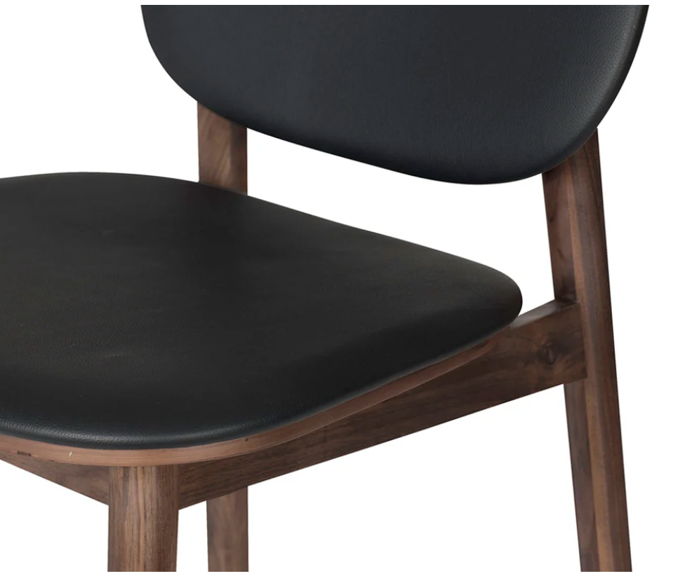 Walnut counterheight Poly & Bark stool w/ black leather seat 🍷
