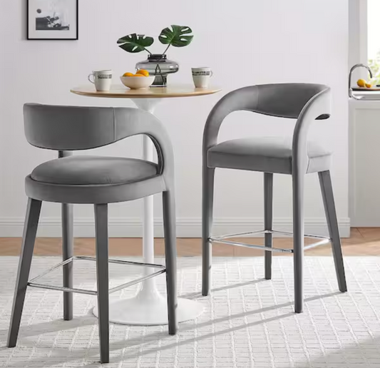 2 gray silver performance velvet barheight barstools 🩶🥂