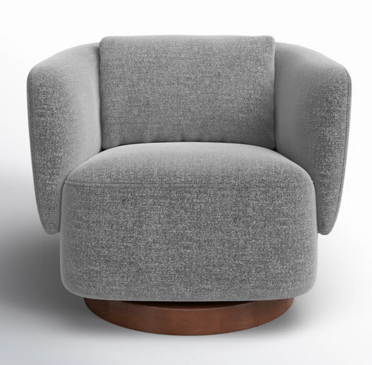 Super soft grey tweed 35'' wide swivel armchair 🩶
