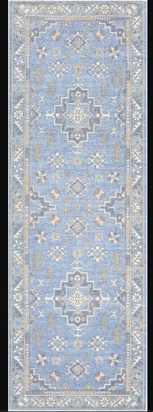 2x6 washable blue & ivory runner rug 🦢