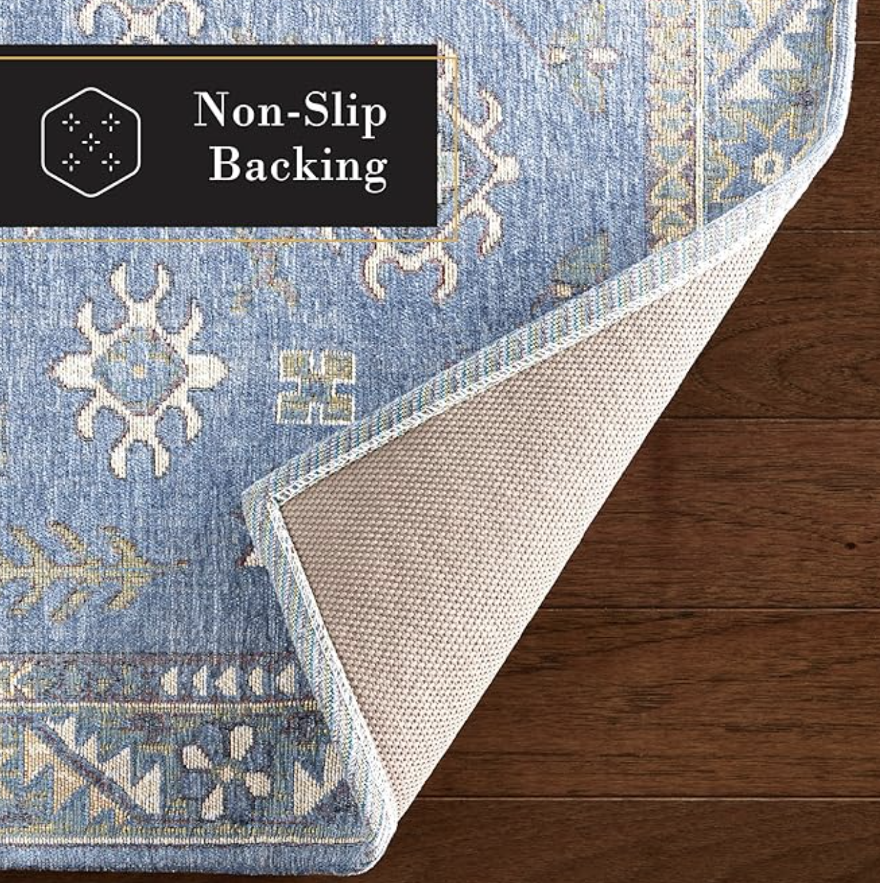 2x6 washable blue & ivory runner rug 🦢
