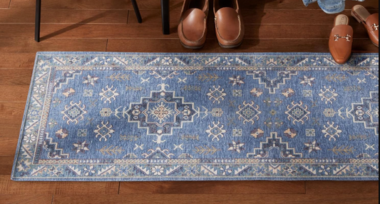 2x6 washable blue & ivory runner rug 🦢