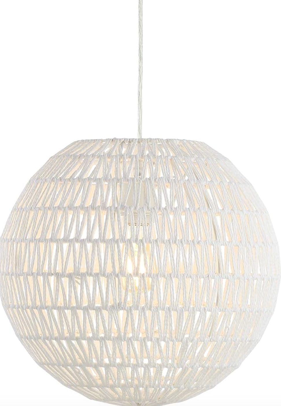 Minimalist modern dimmable adjustable 15.7" woven white rattan LED pendant 🤍
