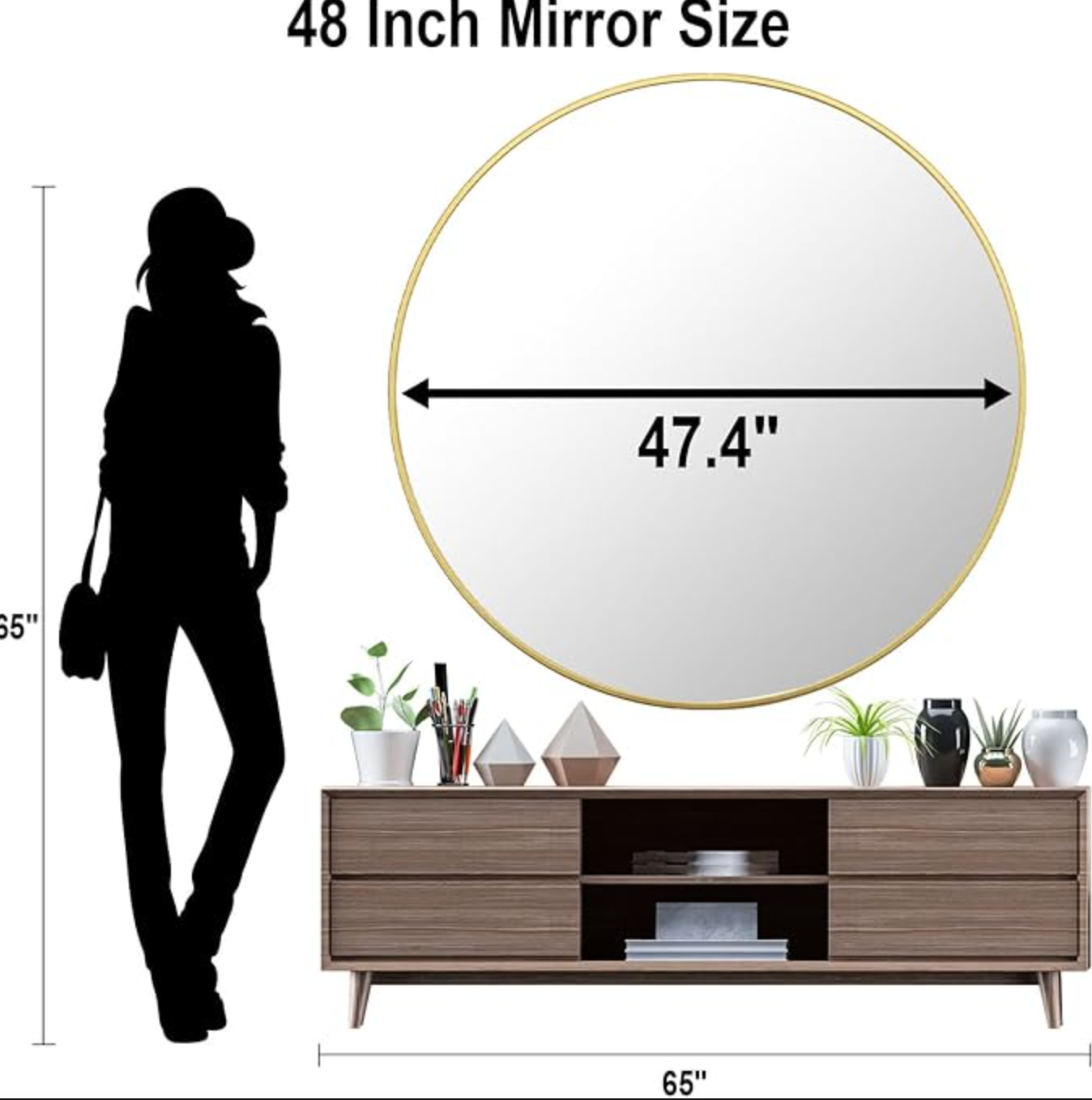 48" round gold metal wall mirror 💫