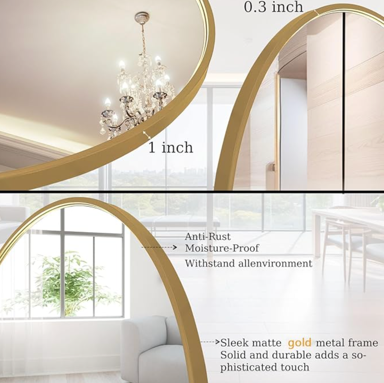 48" round gold metal wall mirror 💫