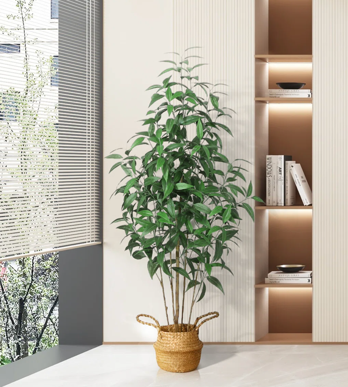Faux eucalyptus tree in basket, with pot 🌿