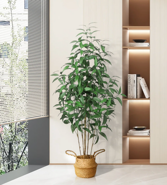Faux eucalyptus tree in basket, with pot 🌿