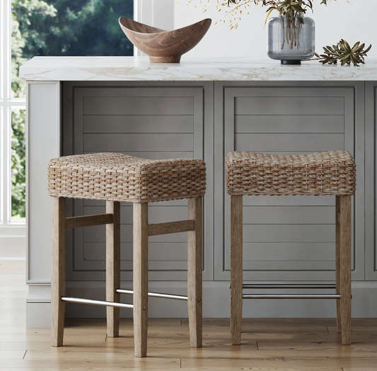 2 seagrass backless Nathan James counterheight barstools 🥂