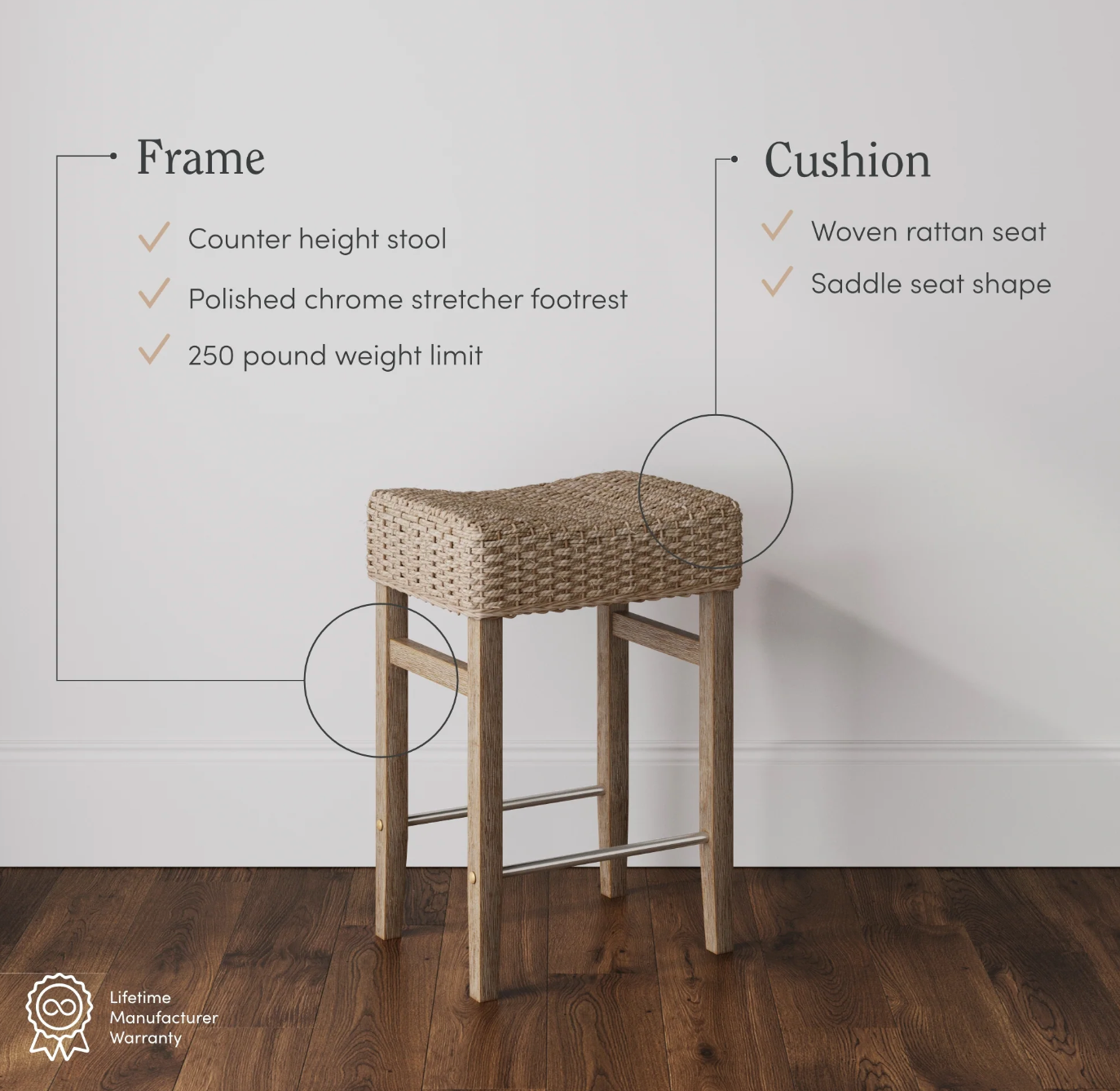 2 seagrass backless Nathan James counterheight barstools 🥂
