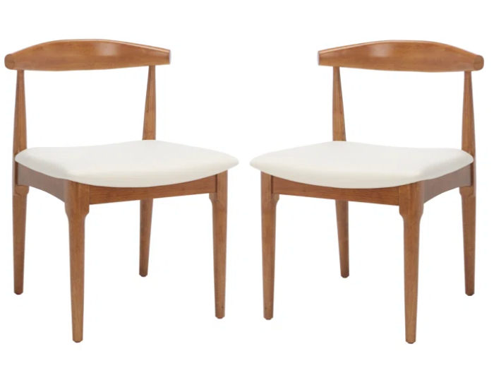 2 retro walnut brown / white cushion dining chairs ☕