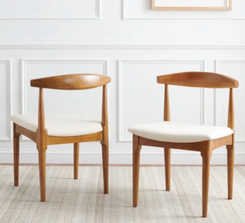 2 retro walnut brown / white cushion dining chairs ☕