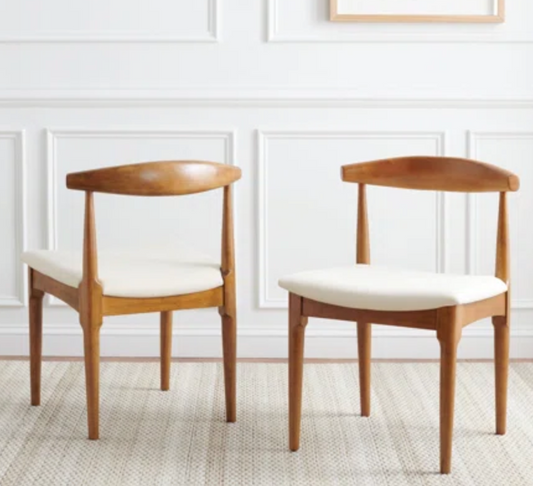 2 retro walnut brown / white cushion dining chairs ☕