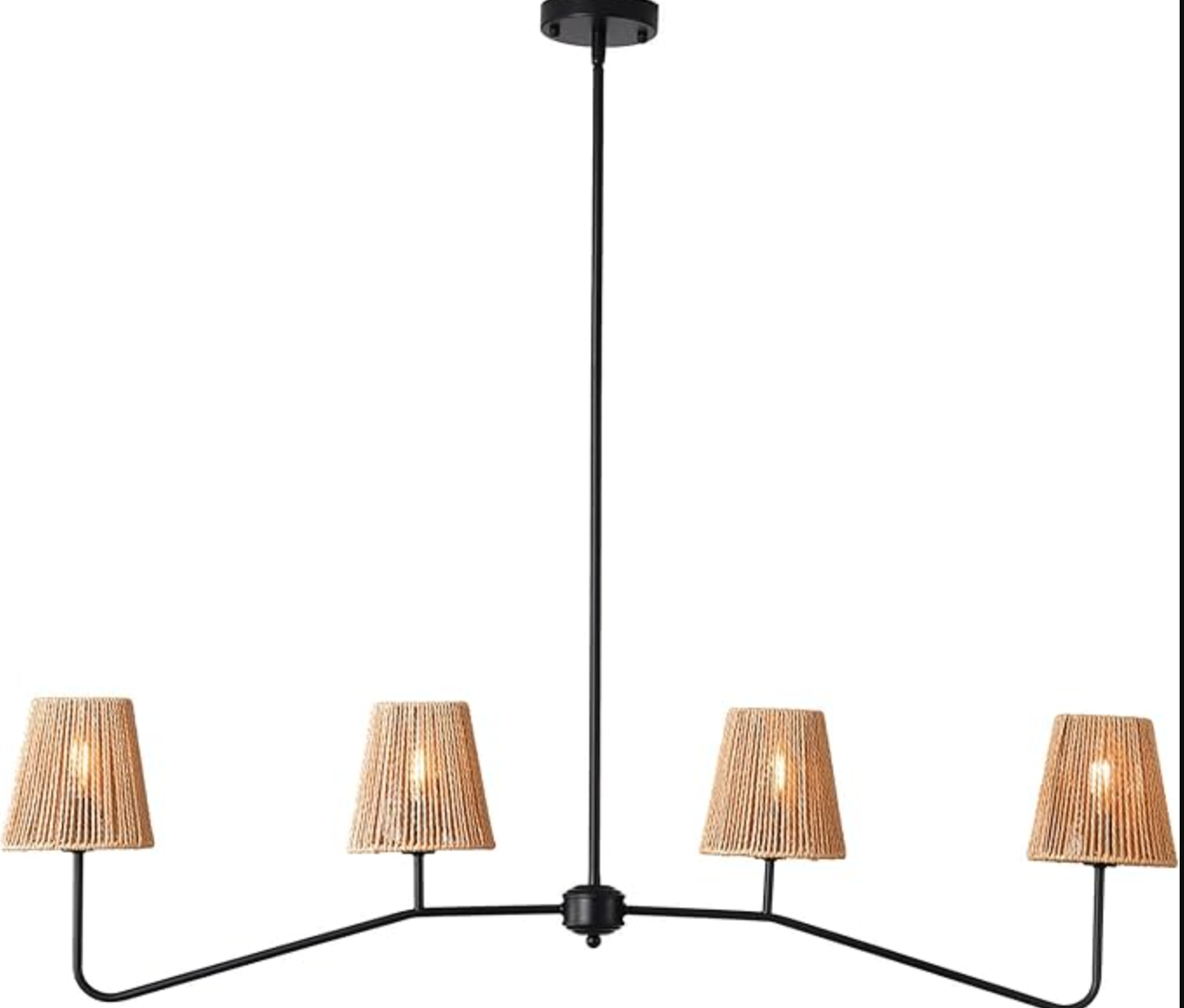 Farmhouse 45" W rattan industrial linear 4-light chandelier 🌻
