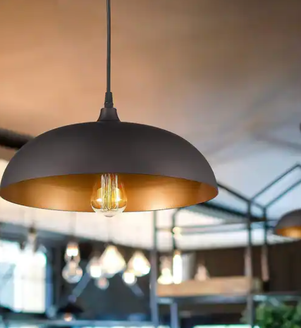 Industrial farmhouse 1-light black metal dome pendant 🖤