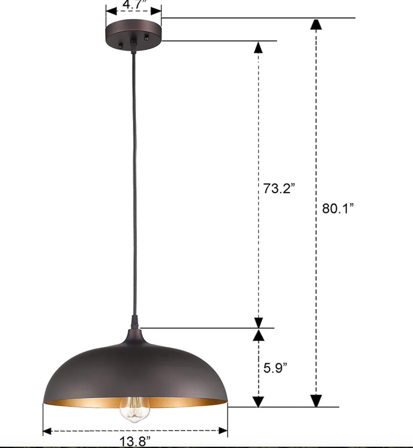 Industrial farmhouse 1-light black metal dome pendant 🖤