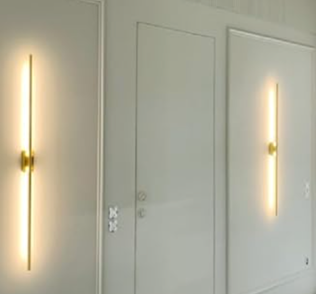 Set of 2 dimmable hardwired linear gold LED wall 40" sconces 💫
