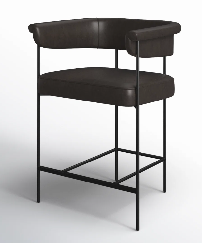 Four Hands genuine black leather counterheight barstool 🥂
