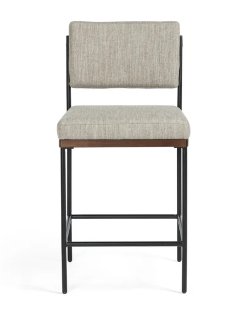 Four Hands grey linen barheight barstool 🥂