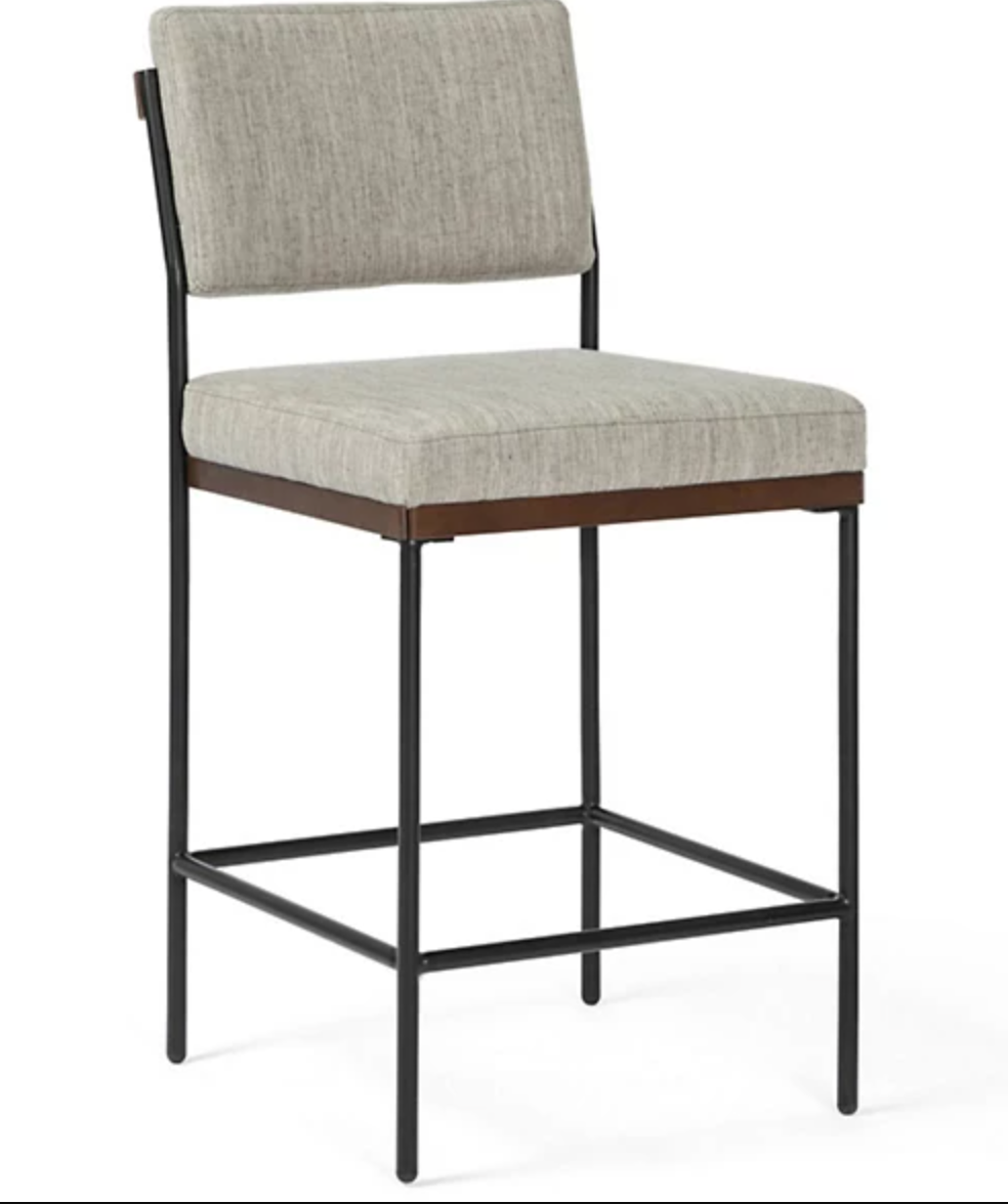 Four Hands grey linen barheight barstool 🥂