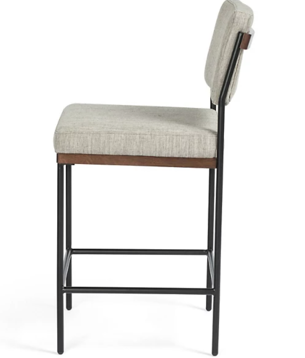 Four Hands grey linen barheight barstool 🥂