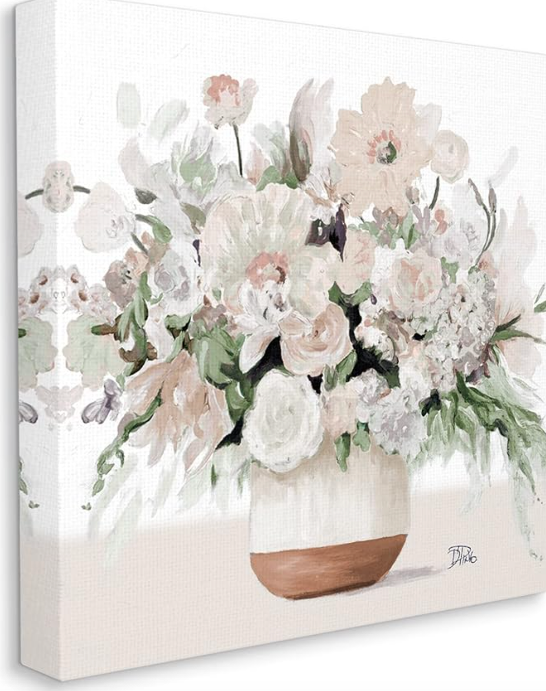 Blooming white flower arrangement canvas 🌸