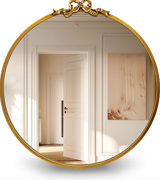 Ornate baroque gold vintage 27.5" round mirror 🪞