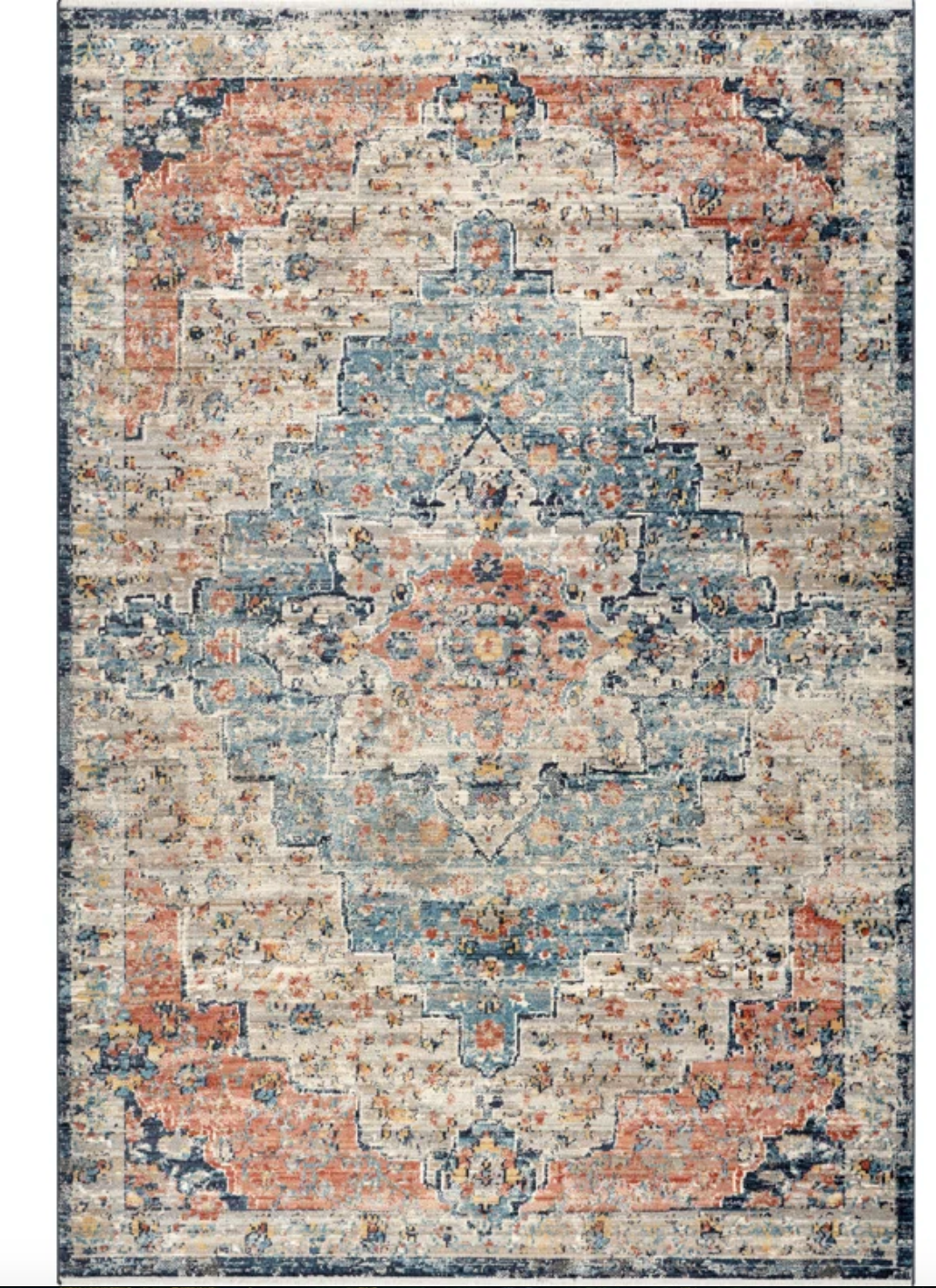 8x10 coral & navy vintage-inspired rug 🌷