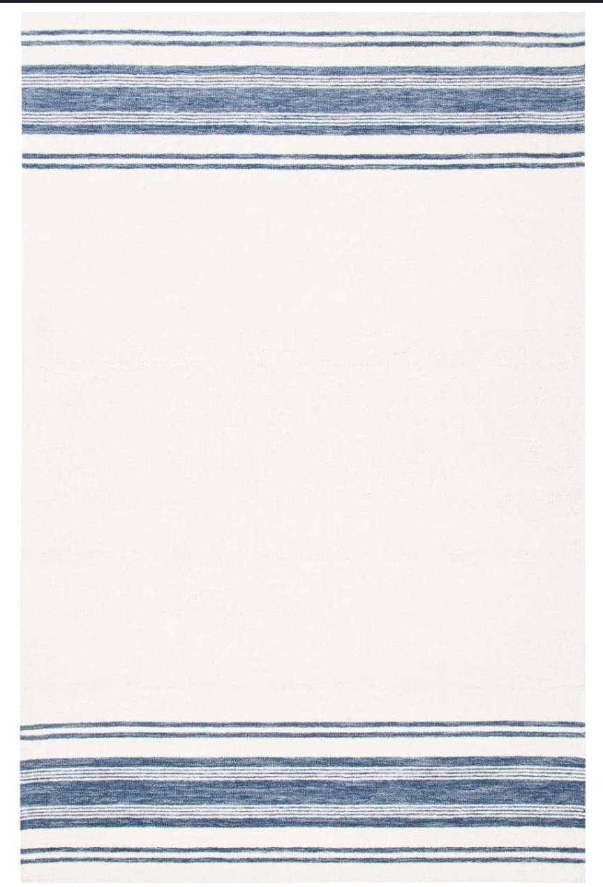 8x10 handtufted wool & cotton cream & blue rug 🍶
