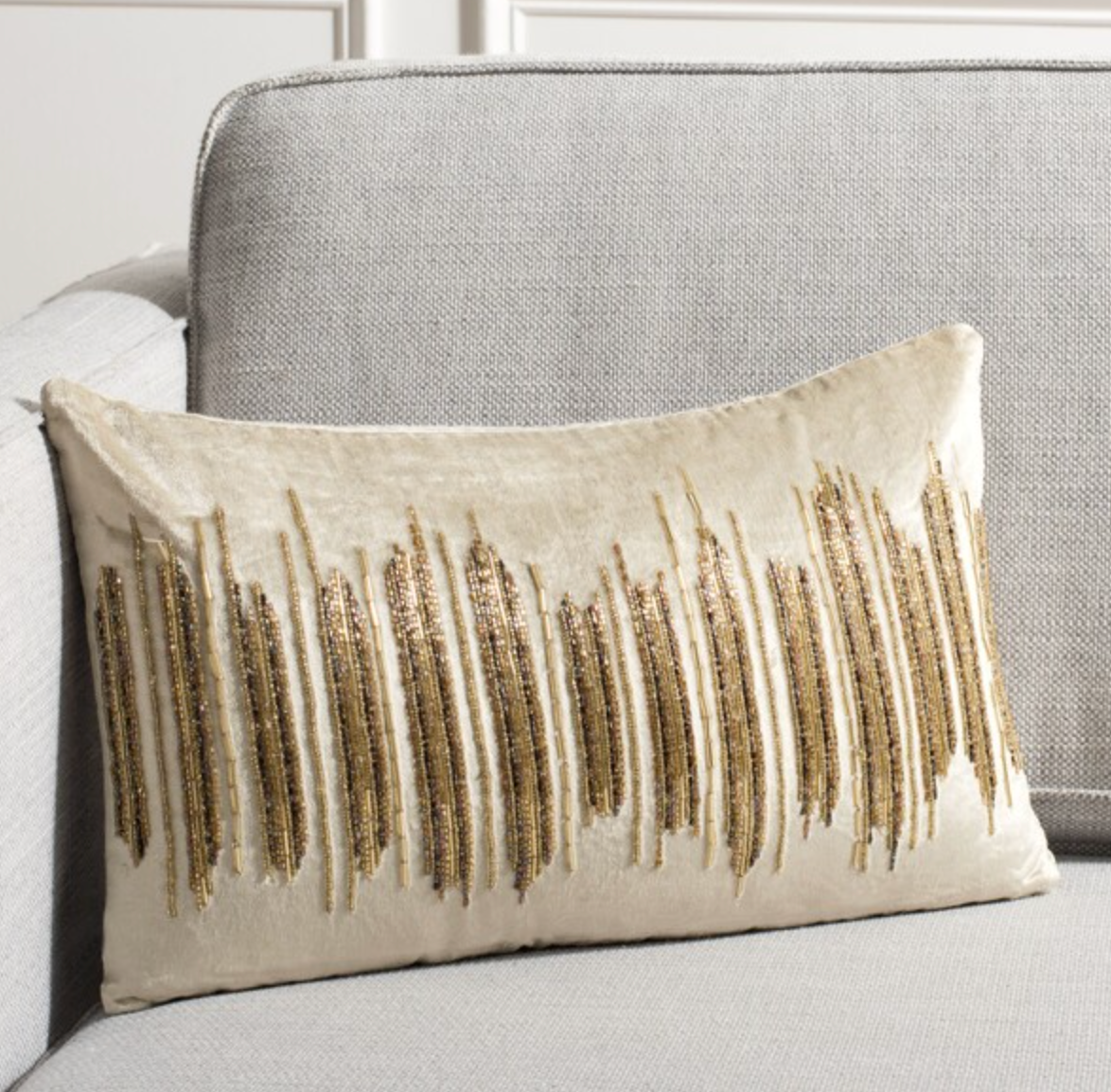 Darling beige & gold 12x22 throw pillow  ✨