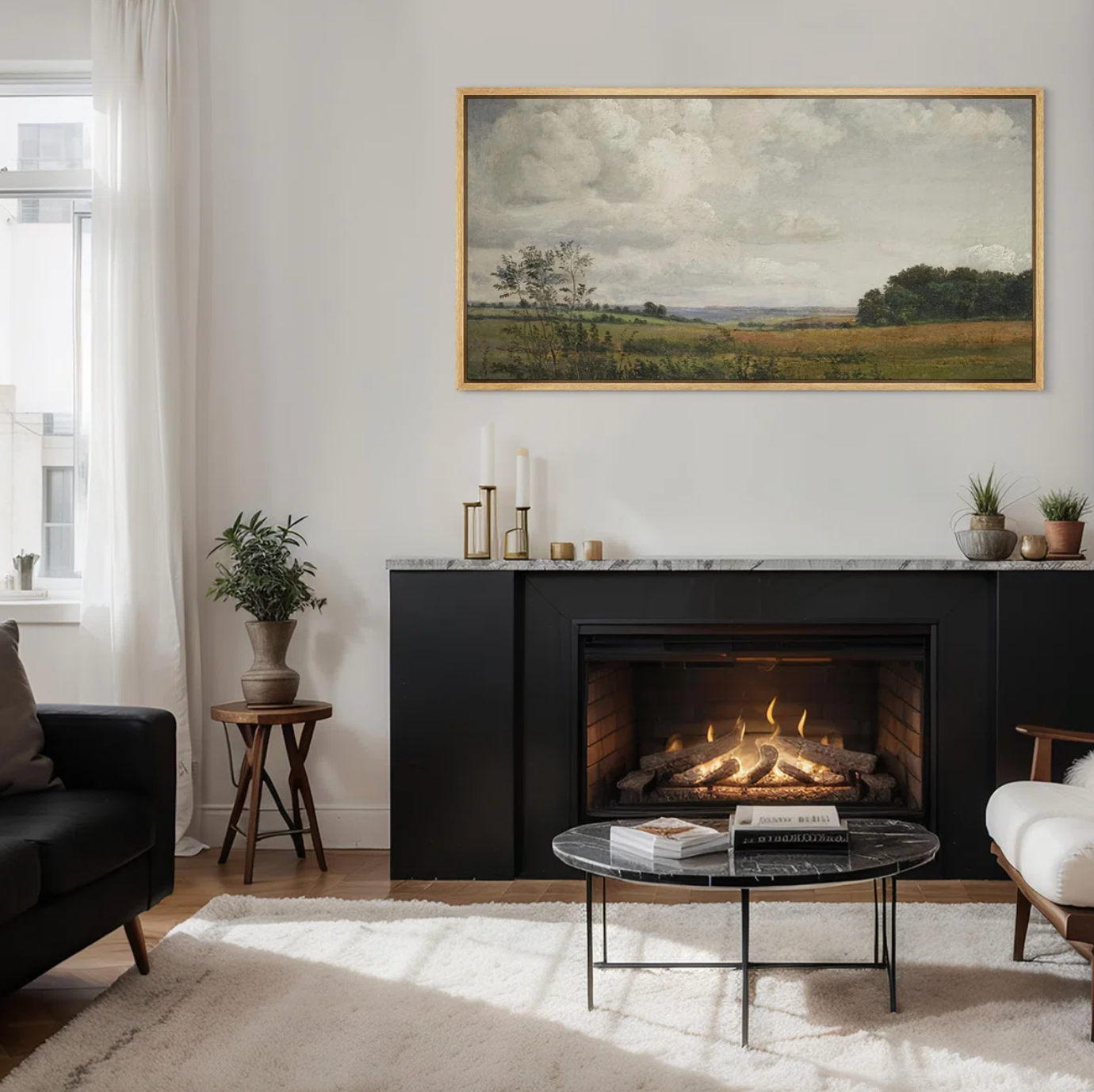Rustic countryside natural framed 30x60 canvas 🧺