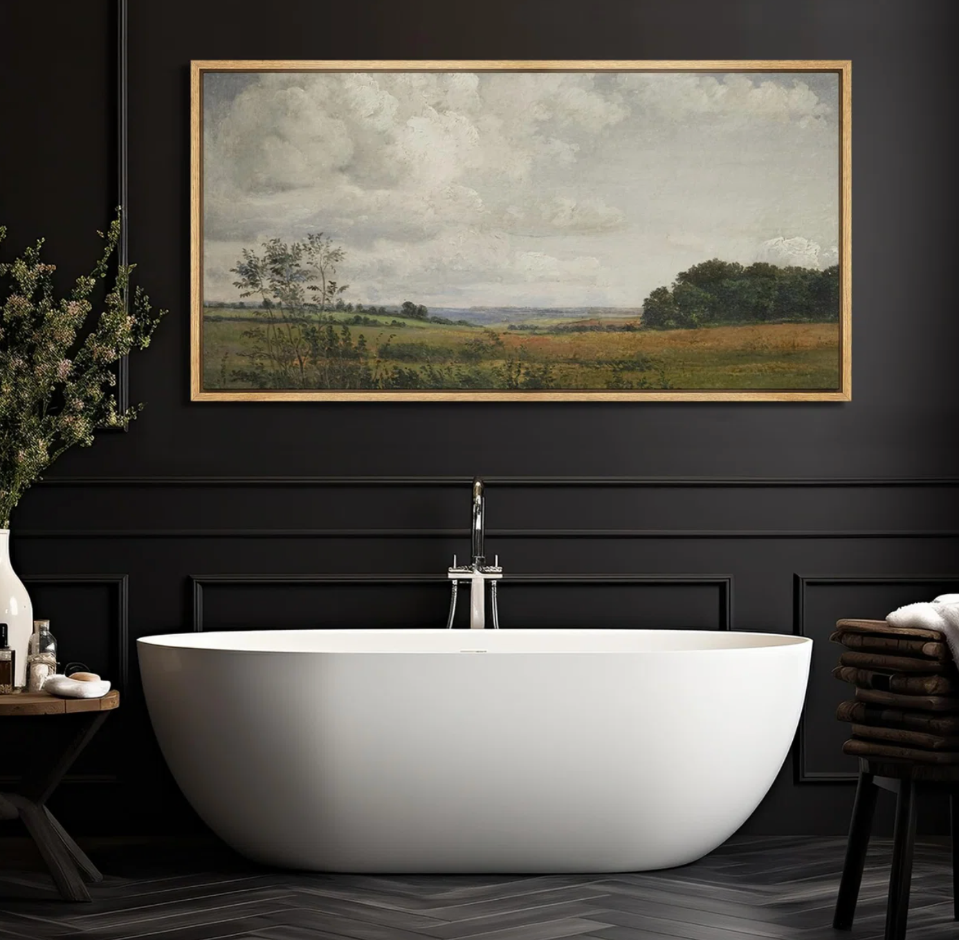 Rustic countryside natural framed 30x60 canvas 🧺