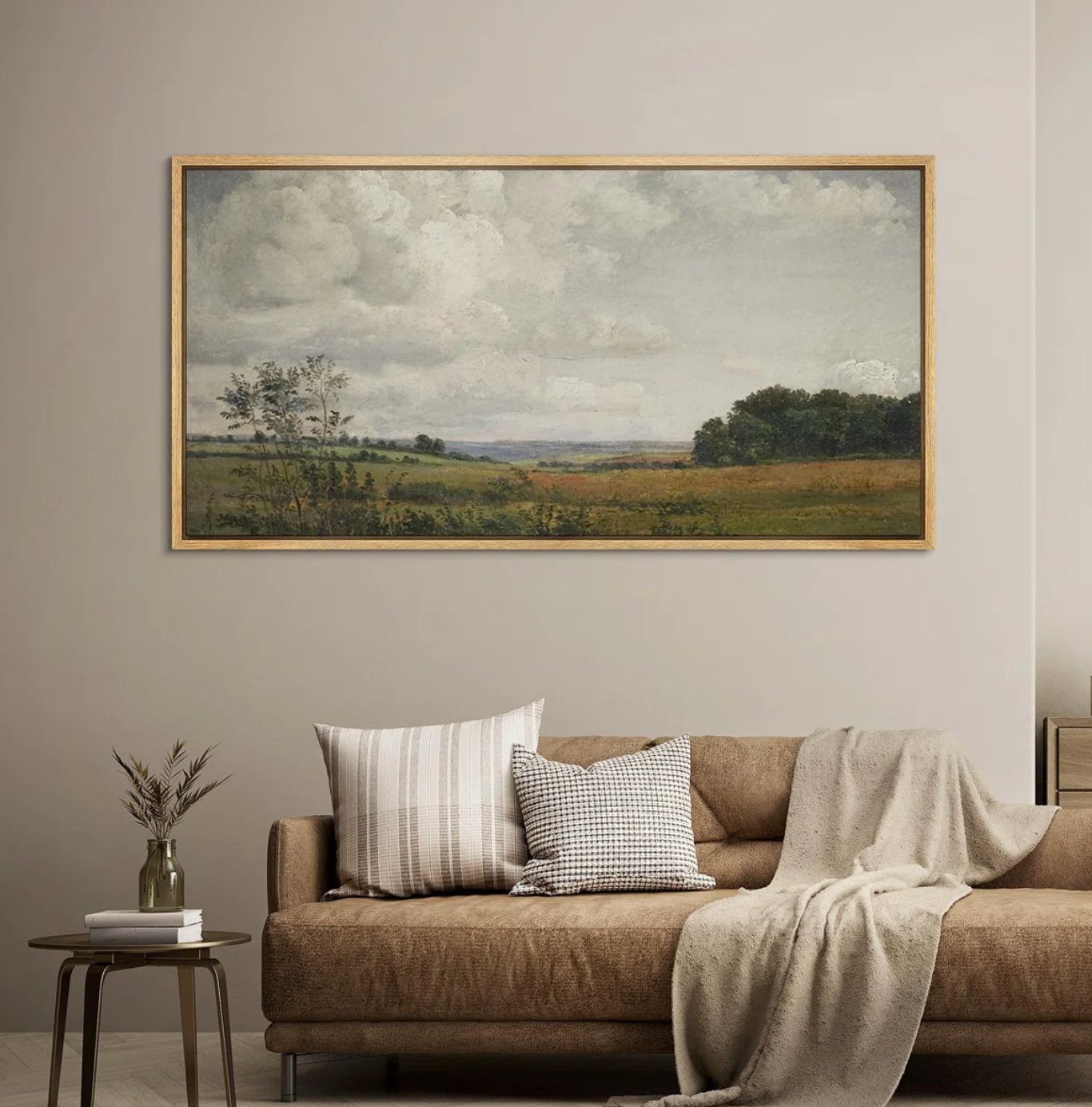 Rustic countryside natural framed 30x60 canvas 🧺