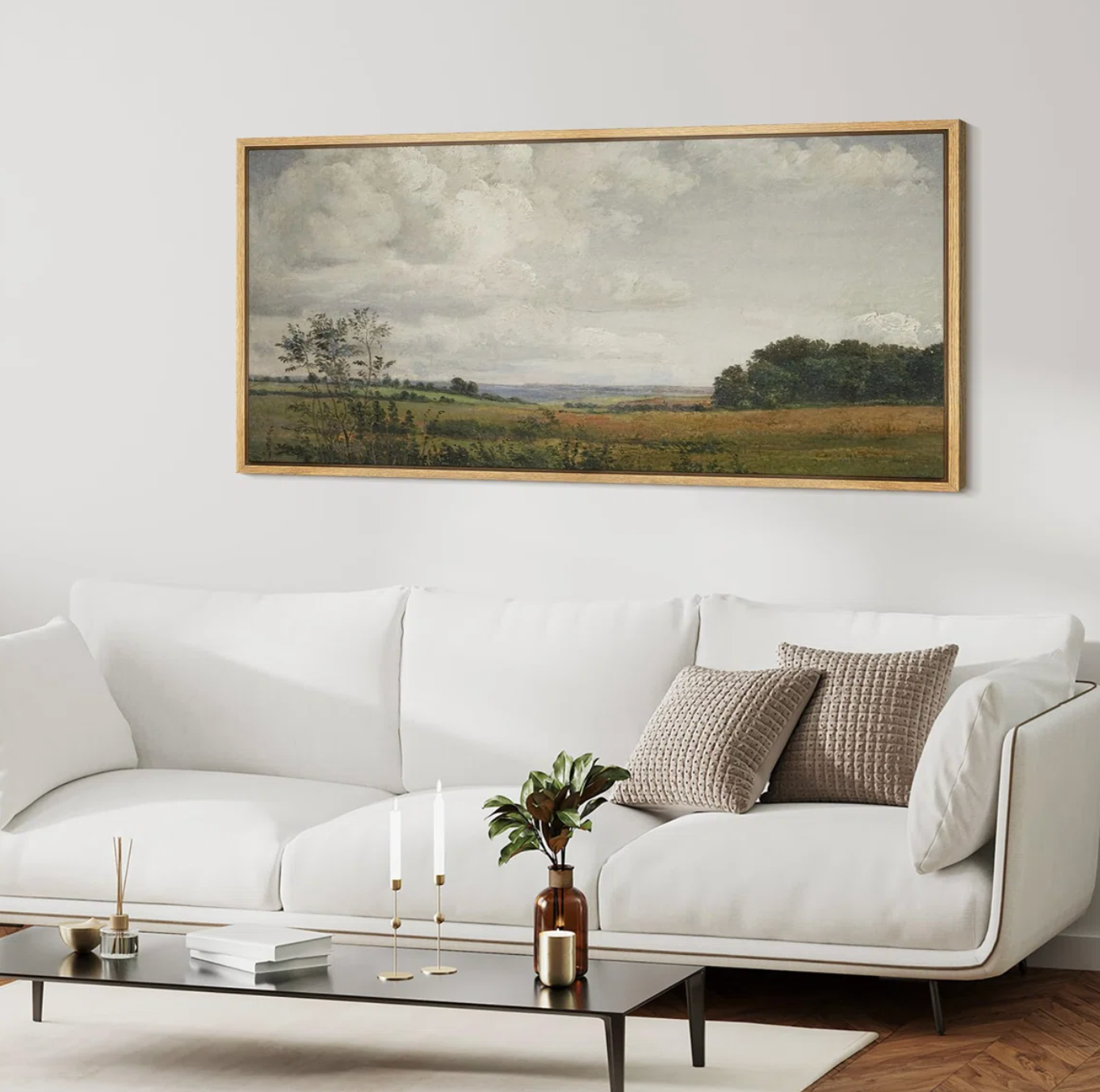 Rustic countryside natural framed 30x60 canvas 🧺