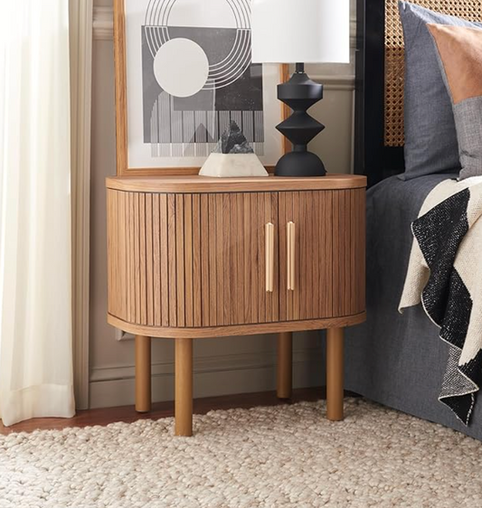 MCM 21''W oak & gold 2-door nightstand ✨