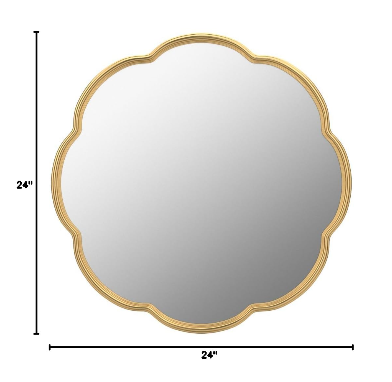 Gold 24" flower pattern scalloped round mirror 💫