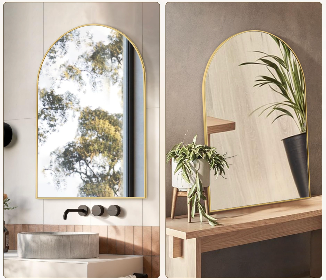 Arched 24x36 gold wall mirror 💫