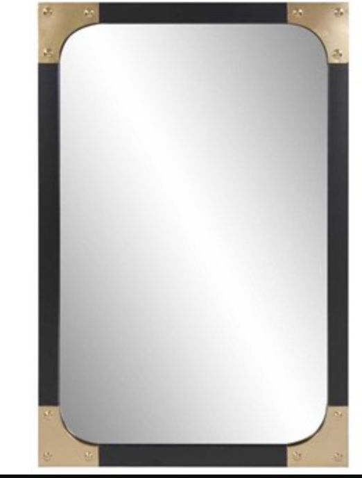 Matte black 24x36 rectangular mirror w/ gold corner ✨