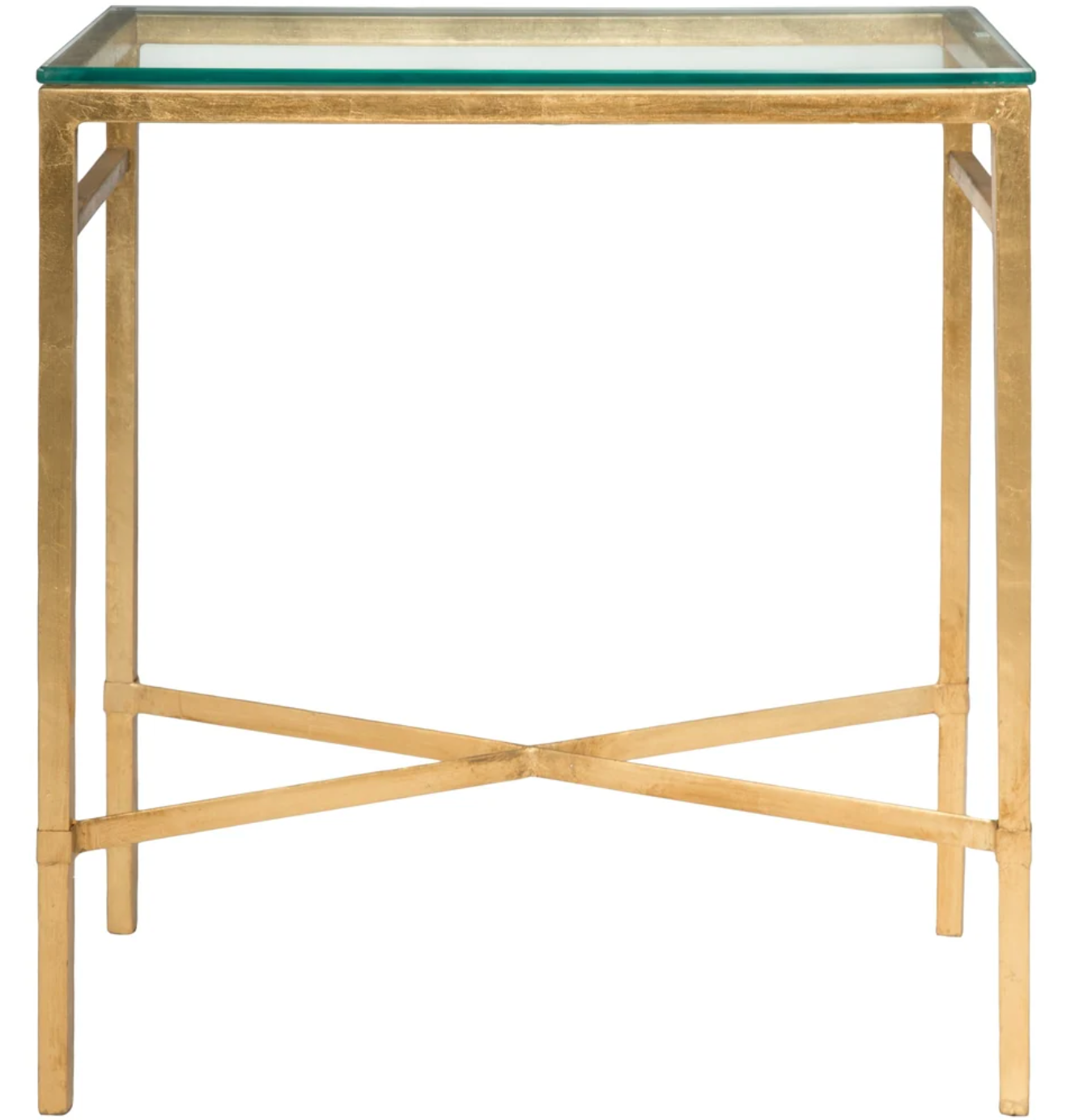 Antique gold metal & glass accent table ✨