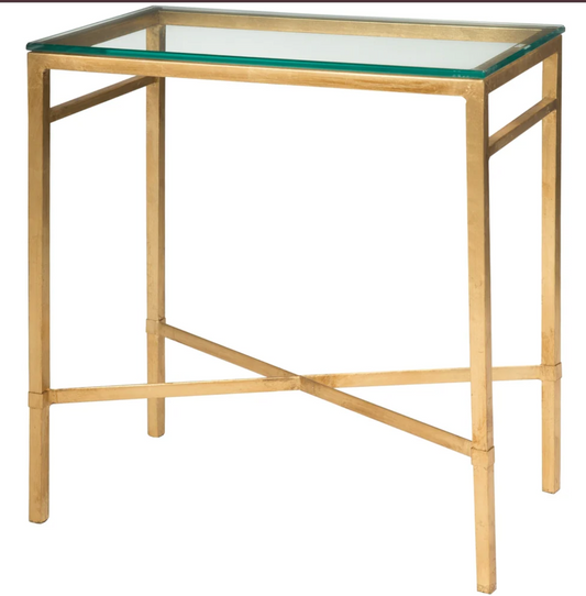 Antique gold metal & glass accent table ✨
