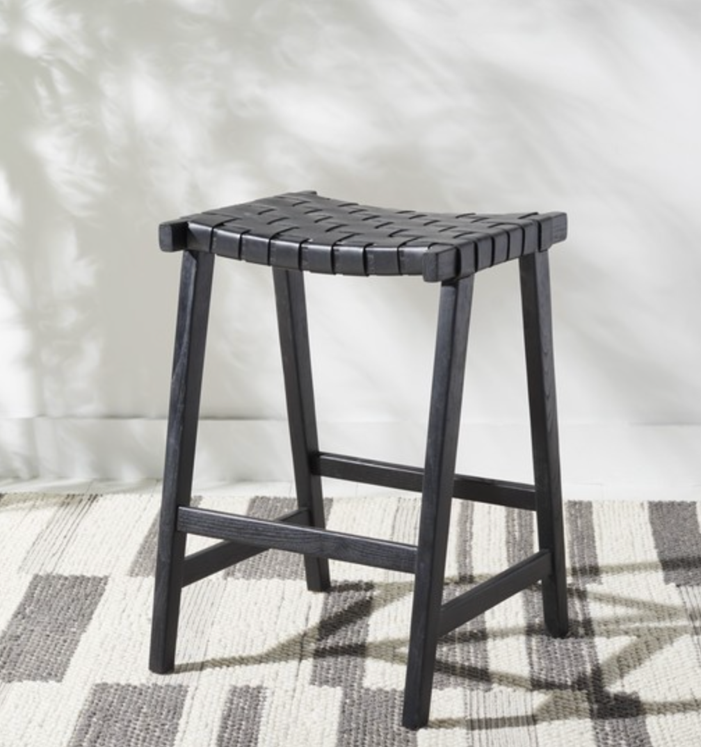 Black woven backless counterheight barstool 🥂