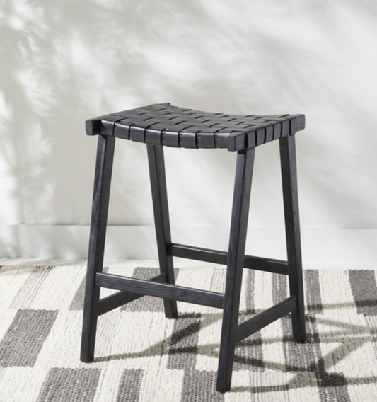 Black woven backless counterheight barstool 🥂