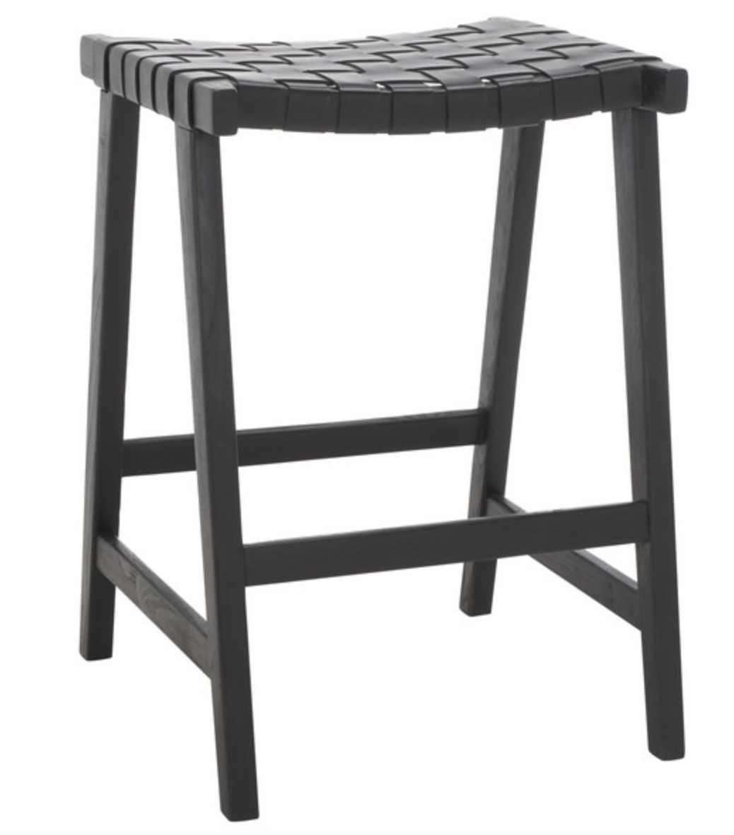 Black woven backless counterheight barstool 🥂
