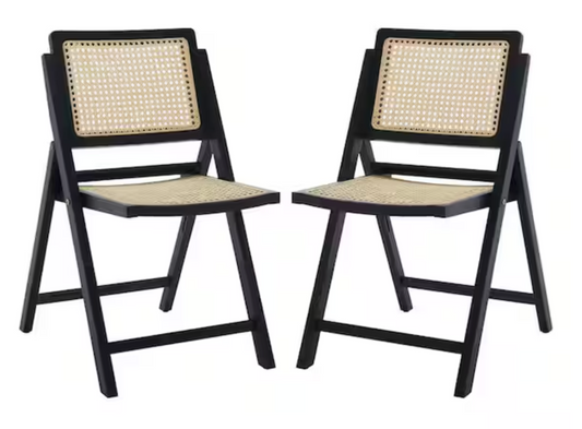 2 black/natural 17.8 in. foldable wood dining chairs 🖤