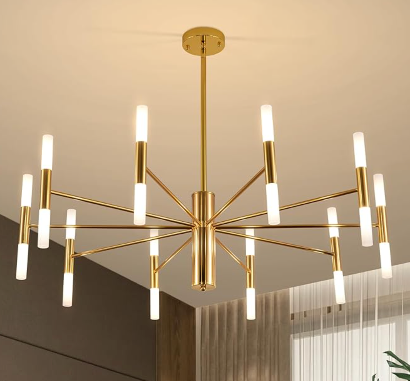 Gold 20-light rustic modern 38.5" candle chandelier  ✨