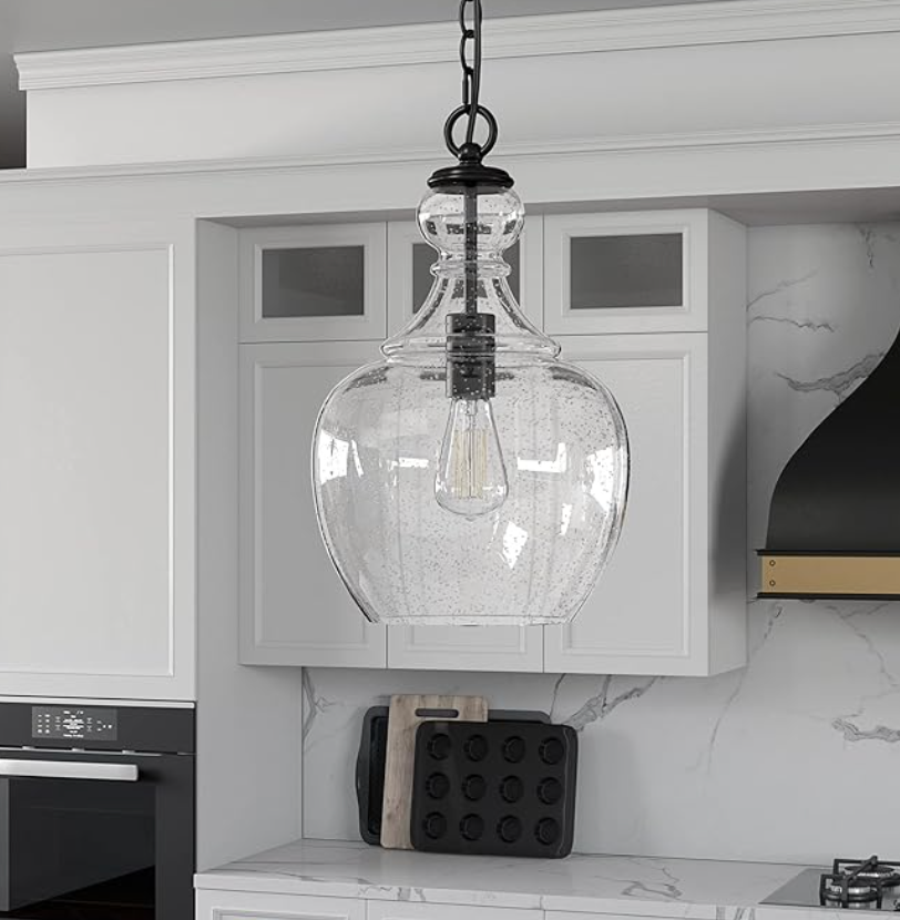 Glass 11" pendant in bronze or brass 💡