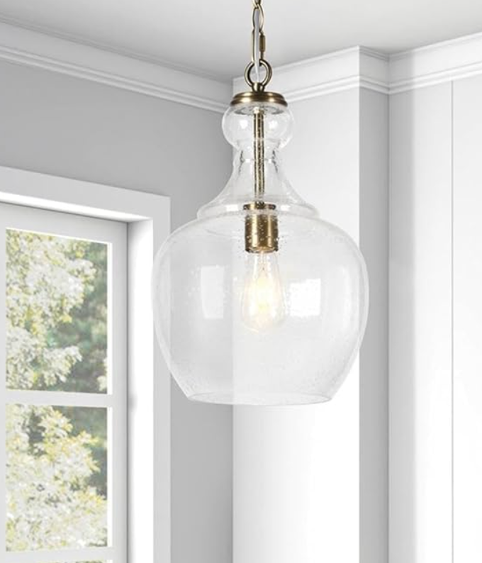 Glass 11" pendant in bronze or brass 💡