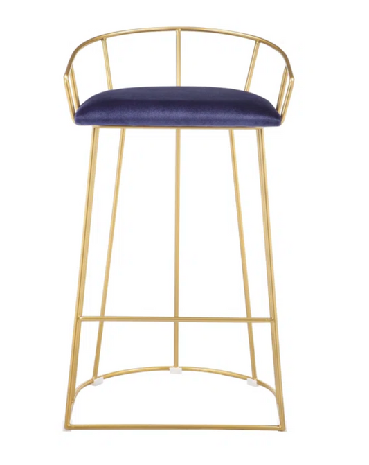 Navy velvet barstool w/ gold frame 🥂